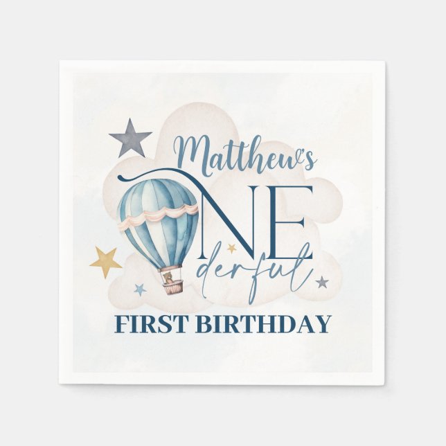 Personalisierter Bär in einem Ballonpapier Napkins Serviette (Vorderseite)