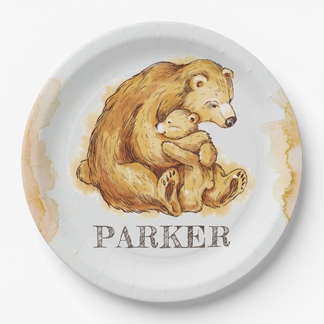 Personalisierter Bär Pappteller (Vorderseite)