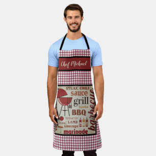 Personalisierter Barbecue-Chef Rot kariert Schürze