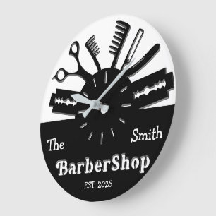 Personalisierter Barbershop Große Wanduhr