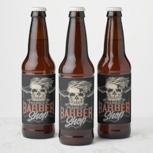 Personalisierter Barbier Shop Hipster-Schädel und  Bierflaschenetikett