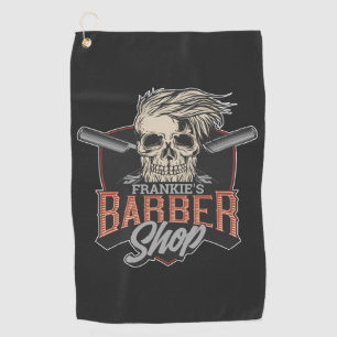 Personalisierter Barbierladen-Hipster-Totenkopf un Golfhandtuch