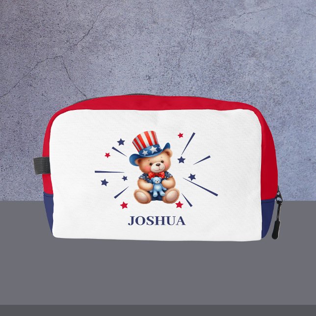 Personalisierter Bärenname Name der Kinder Waschbeutel (Patriotic Bear Personalized Kids Name Dopp Kit
)