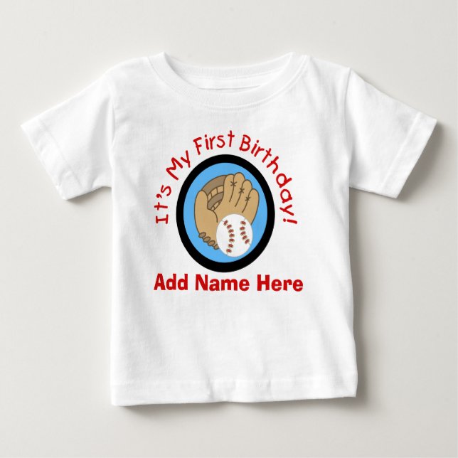 Personalisierter Baseball-1. Geburtstags-T-Shirt Baby T-shirt (Vorderseite)