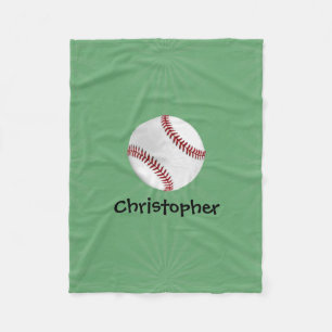 Personalisierter Baseball auf Green Kids Boys Fleecedecke
