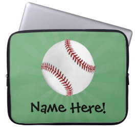 Personalisierter Baseball auf Green Kids Boys Laptopschutzhülle