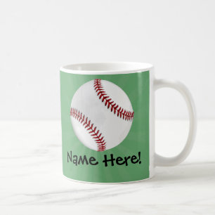 Personalisierter Baseball auf Green Kids Boys Tasse