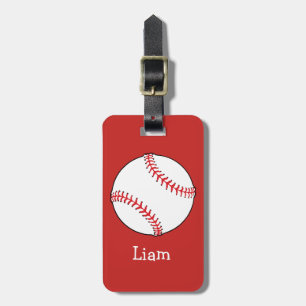 Personalisierter Baseball auf Red Kids Boys Gepäckanhänger