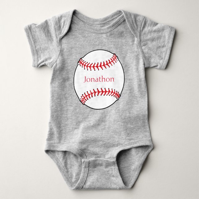 Personalisierter Baseball-Baby-Bodysuit Baby Strampler (Vorderseite)