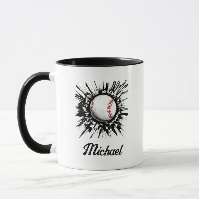 Personalisierter Baseball-Ball bricht durch die Ma Tasse (Links)