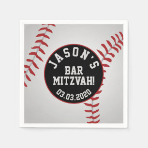 Personalisierter Baseball Bar Mitzvah Roter Schwar Serviette