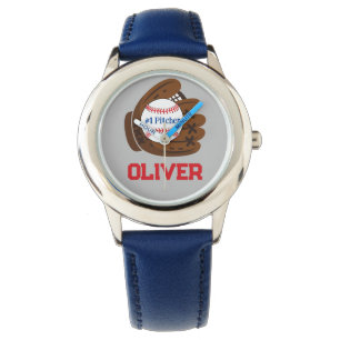 Personalisierter Baseball des Pitcher Boy Armbanduhr
