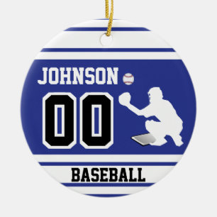 Personalisierter Baseball-Fänger   dunkelblau u. Keramik Ornament
