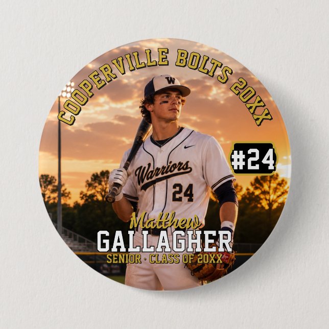 Personalisierter Baseball-Foto-Button Button (Vorderseite)