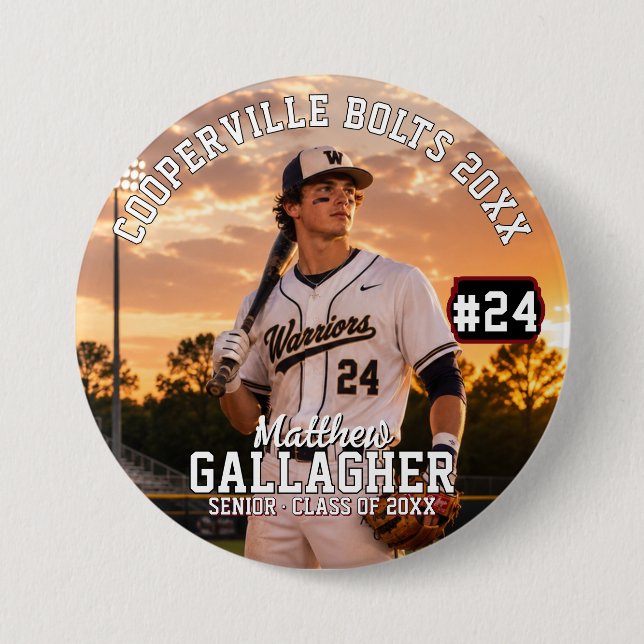 Personalisierter Baseball-Foto-Button Button (Vorderseite)