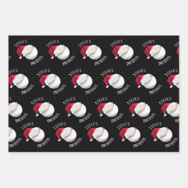 Personalisierter Baseball-Glückwunsch Weihnachtsfe Geschenkpapier Set