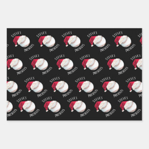 Personalisierter Baseball-Glückwunsch Weihnachtsfe Geschenkpapier Set