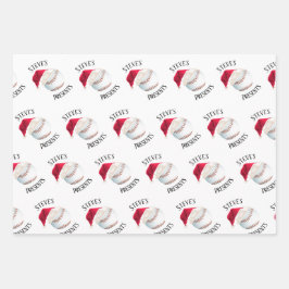 Personalisierter Baseball-Glückwunsch Weihnachtsfe Geschenkpapier Set