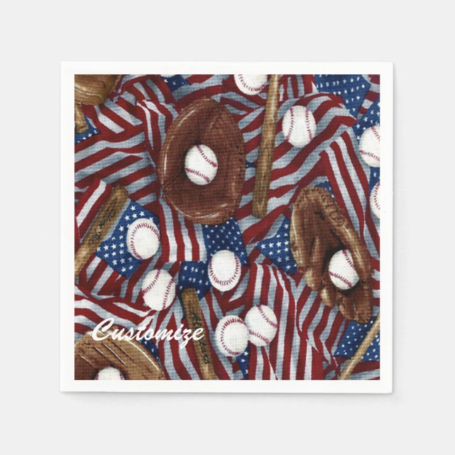 Personalisierter Baseball in den USA Napkins Serviette (Vorderseite)