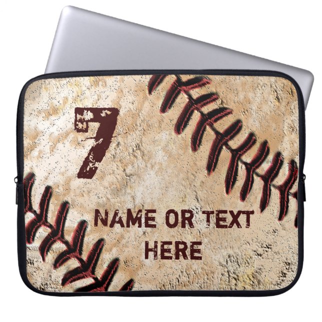 Personalisierter Baseball-Laptop Kasten, NAME und Laptopschutzhülle (Vorderseite)