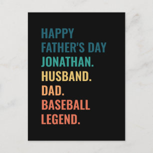 Personalisierter Baseball Legend Husband Vatertag Feiertagspostkarte