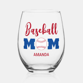 Personalisierter Baseball-Mama Weinglas Ohne Stiel