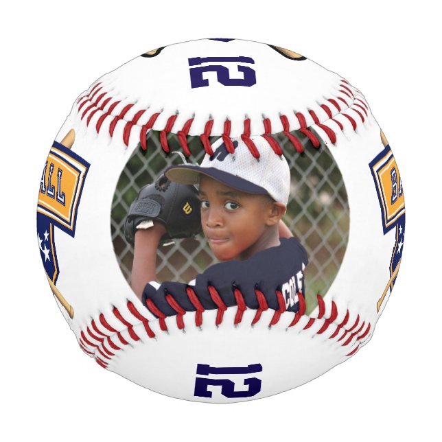 Personalisierter Baseball mit Foto - Dunkelblau (Vorderseite)