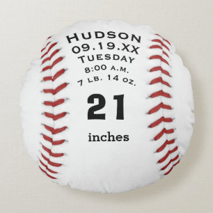 Personalisierter Baseball-Name und Baby-Statistike Rundes Kissen