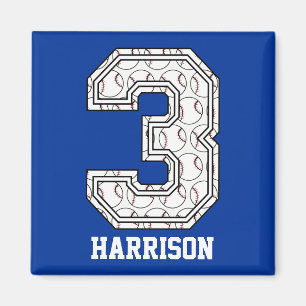 Personalisierter Baseball Nr. 3 Magnet