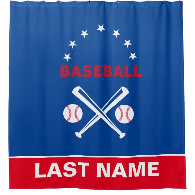 Personalisierter Baseball-Player Duschvorhang (Vorderseite)
