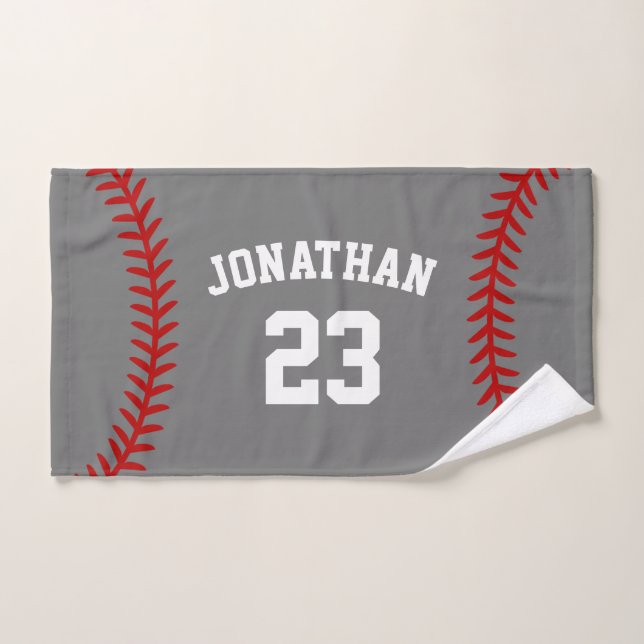 Personalisierter Baseball-Player-Name Grau Handtuch (Handtuch)