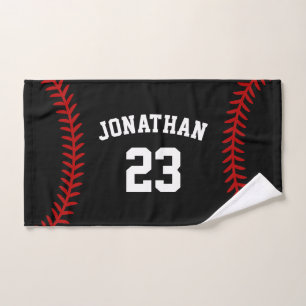 Personalisierter Baseball-Player-Name Schwarz Handtuch
