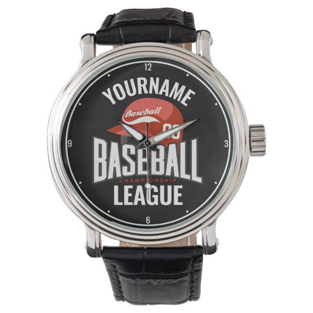 Personalisierter Baseball-Player-NAME-Team-Champ-C Armbanduhr (Vorderseite)