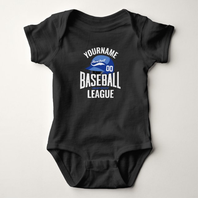 Personalisierter Baseball-Player-NAME-Team-Champ-C Baby Strampler (Vorderseite)