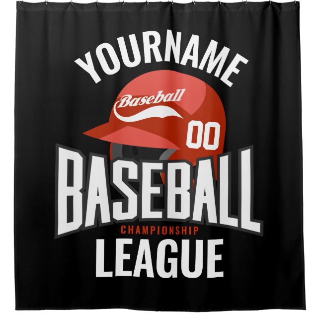 Personalisierter Baseball-Player-NAME-Team-Champ-C Duschvorhang (Vorderseite)