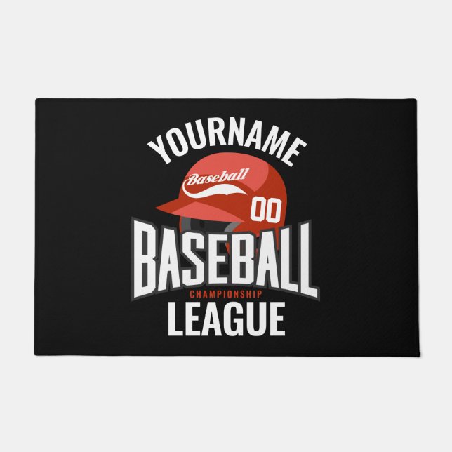Personalisierter Baseball-Player-NAME-Team-Champ-C Fußmatte (Vorderseite)