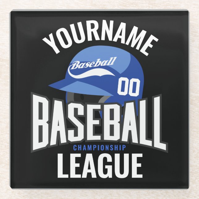 Personalisierter Baseball-Player-NAME-Team-Champ-C Glasuntersetzer (Vorderseite)