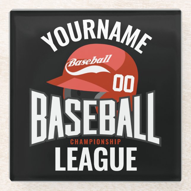 Personalisierter Baseball-Player-NAME-Team-Champ-C Glasuntersetzer (Vorderseite)