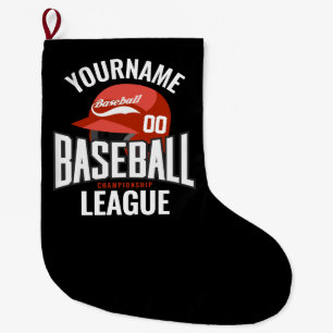 Personalisierter Baseball-Player-NAME-Team-Champ-C Großer Weihnachtsstrumpf