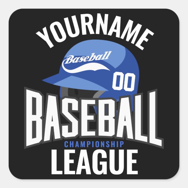 Personalisierter Baseball-Player-NAME-Team-Champ-C Quadratischer Aufkleber (Vorderseite)