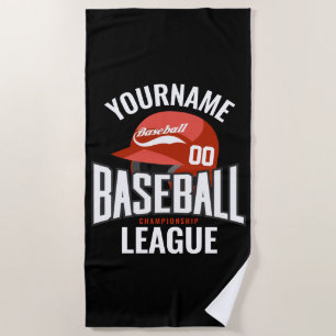 Personalisierter Baseball-Player-NAME-Team-Champ-C Strandtuch