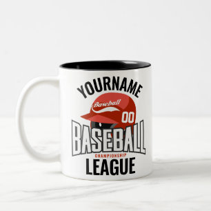 Personalisierter Baseball-Player-NAME-Team-Champ-C Zweifarbige Tasse