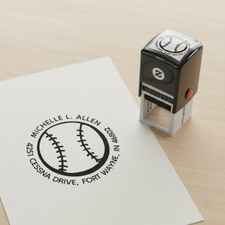 Personalisierter Baseball-Rundum-Rücksendeadressst Permastempel
