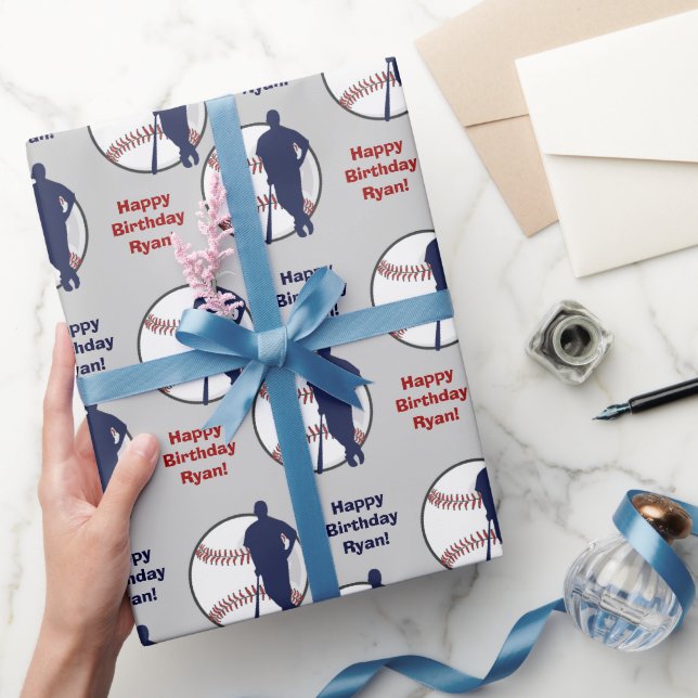 Personalisierter Baseball-Spieler Geburtstag Geschenkpapier (Schenken)