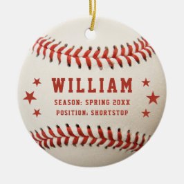 Personalisierter Baseball-Spielername Kinder Weihn Keramik Ornament