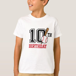 Personalisierter Baseball-T - Shirt 10. Geburtstag