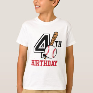 Personalisierter Baseball-T - Shirt 4. Geburtstag