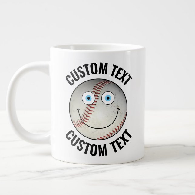 Personalisierter Baseball-Text benutzerdefiniert g Jumbo-Tasse (Links)