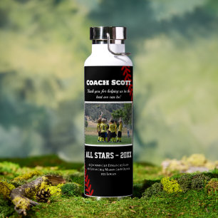 Personalisierter Baseball-Trainer-Teamfoto-Tumbler Trinkflasche