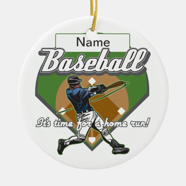 Personalisierter Baseball-Zuhause-Lauf Keramik Ornament (Vorne)